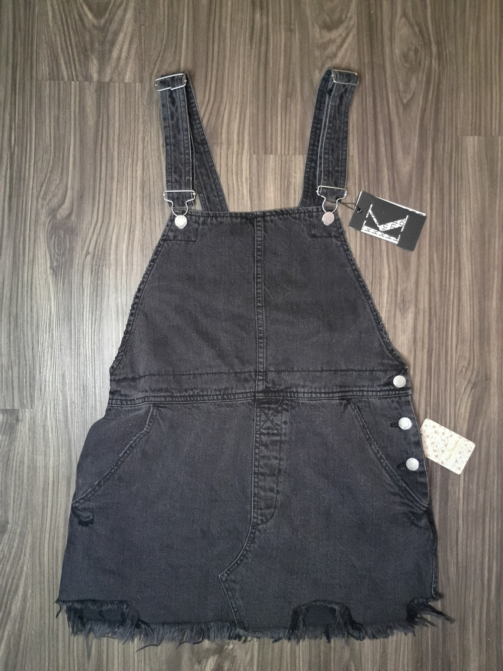 Free People Washed Black Denim Overall Skirt Black Denim Overall Shorts Size